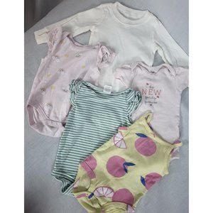 Baby Girl Clothes Lot 6 & 6/9 & 9 Mo Bodysuits One Piece Carters 5 outfits